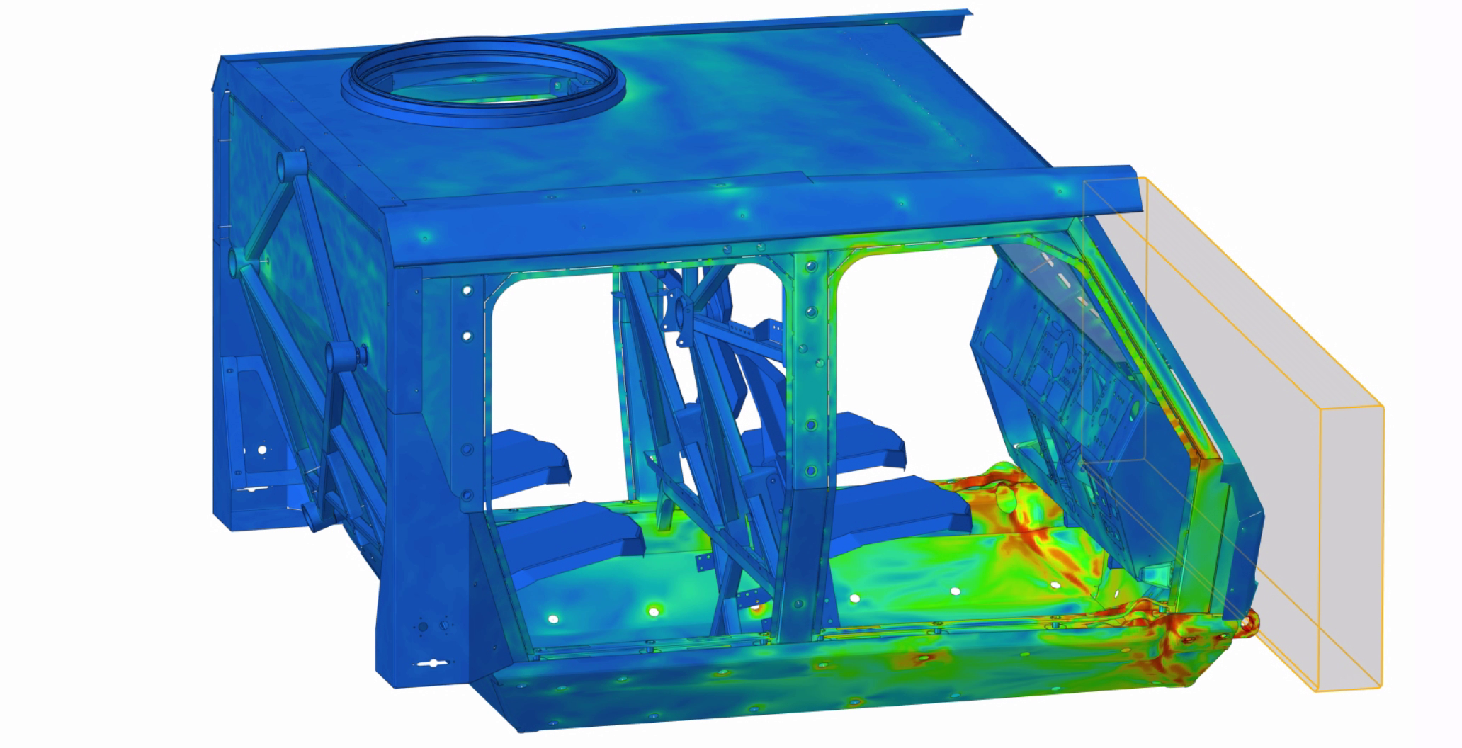 Vehicle cab structural response under frontal impact loading