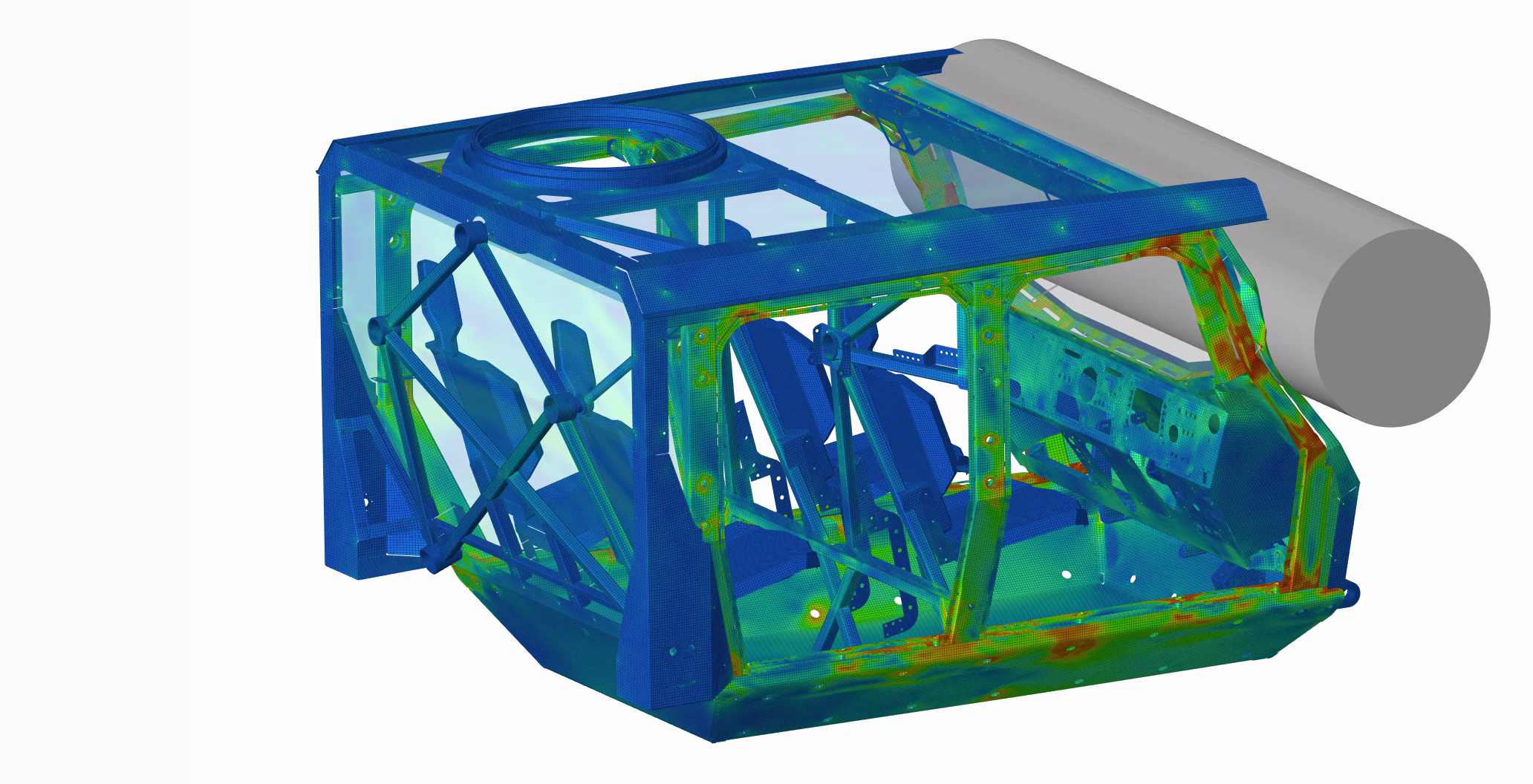 Vehicle cab structural response under pillar impact loading